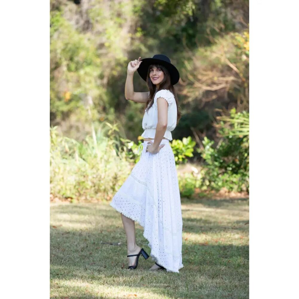 Elegant Grace Dipped Hem Schiffli Skirt - Picture 6 of 6